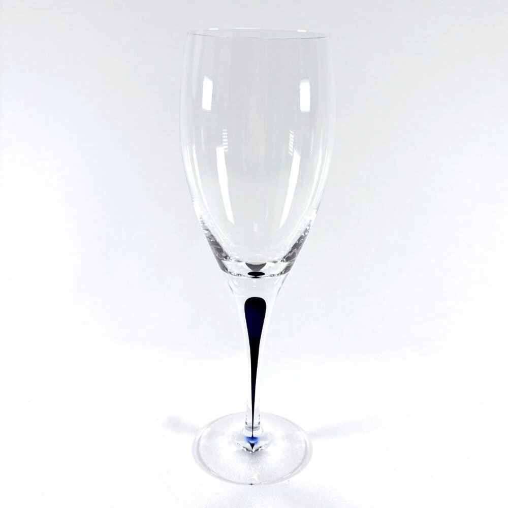 Orrefors Intermezzo Blue Hand Blown Crystal Water Goblet Glass 9 1/4"
